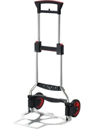 Diable de transport pliable acier inoxydable aluminium H. 1130mm L. pelle 410xl490mm capacité de charge 125 kg