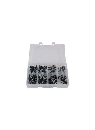  Assortiment de rivets noirs populaires 200pc