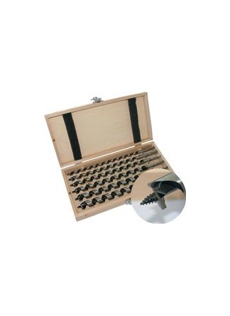 Jeu de forets à bois à simple spirale 8 pièces longueur 230mm 6-20mm dans un coffret en bois